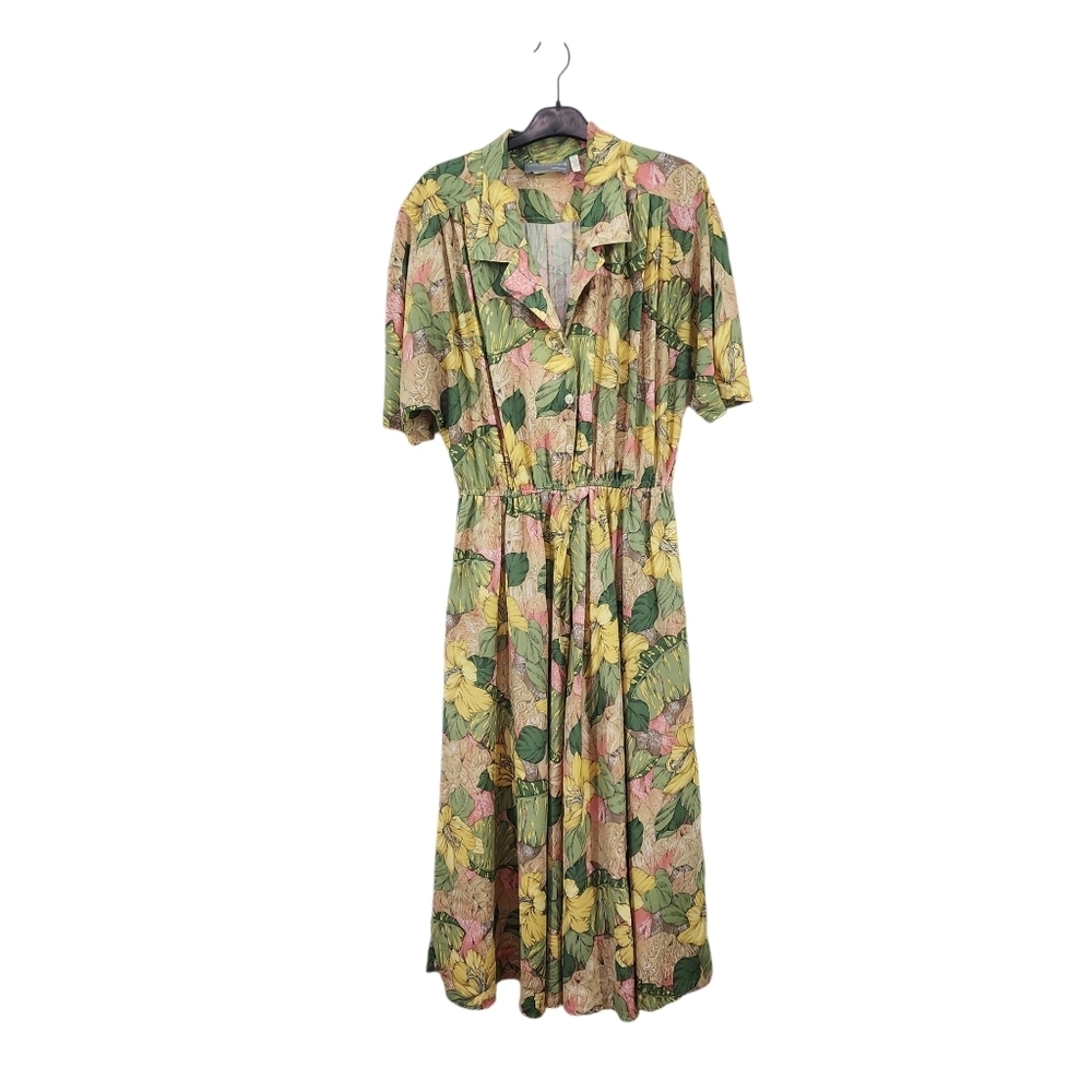 Carol Anderson Women's Vintage 80's Tropical Print Midi Dress - 18